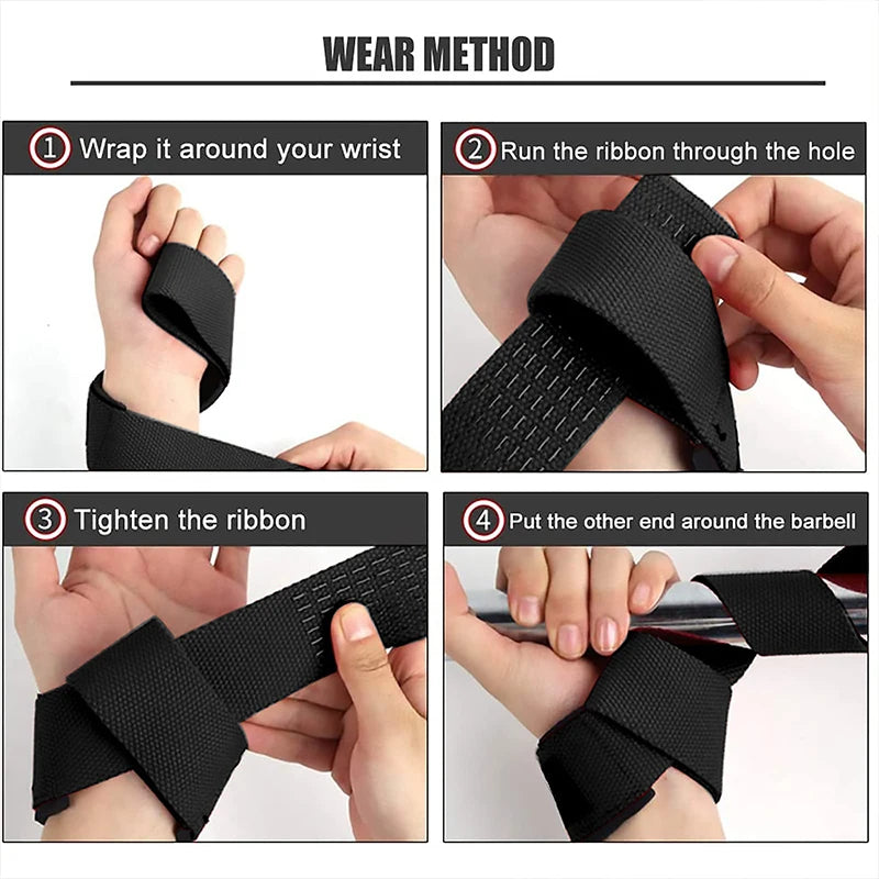Weightlifting Wrist Straps Strength Training Adjustable Non-Slip Gym Fitness Lifting Strap Wrist Support Grip Band