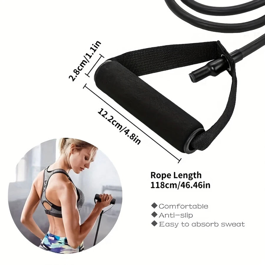 1Pc 4-Level Resistance Bands with Handles for Home Workouts and Strength Training - Perfect for Yoga, Pilates,And Fitness Equipm
