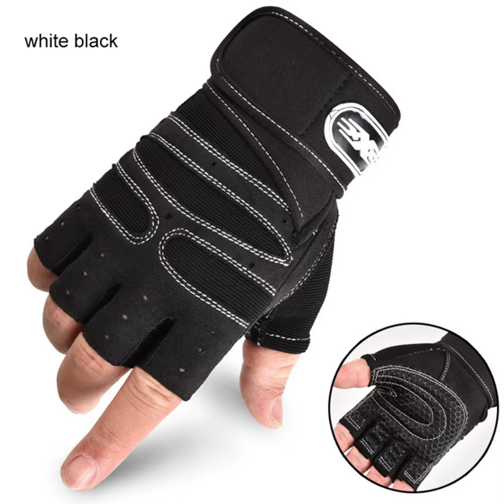 Workout Gloves for Men Women Half Finger Glove with Wrist Wrap for Sport Weight Lifting Training Bicycle Motorcyclist Gym Glove