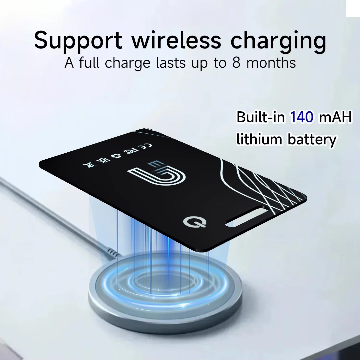 New Bluetooth Wallet Tracker Card Ultra Thin Wireless Charging Works with Apple Find My (Ios Only) IP68 Waterproof Item Tracker